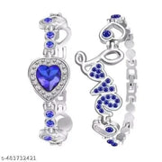 NEW ATTRACTIVE MULTICOLOR BF DESIGN WATCH & 2 BRACELET COMBO FOR GIRLS & WOMEN