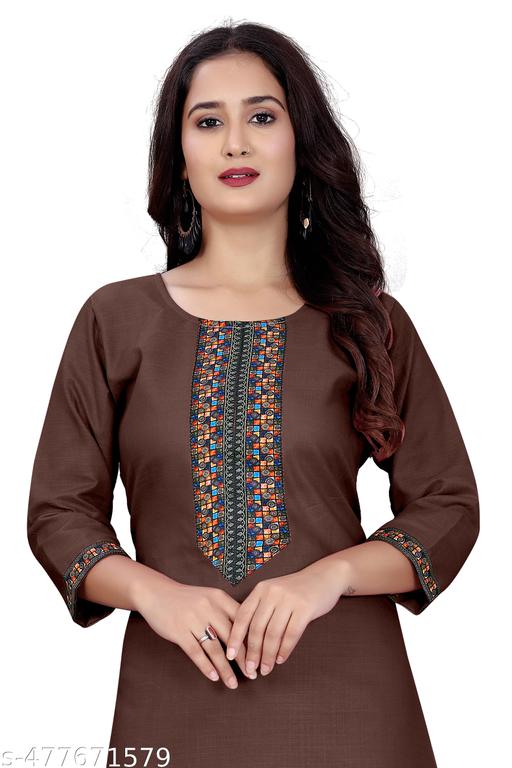 Fashionable Cotton Slub jacquard work Kurti For Women