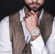Dial, Day & Date Functioning, Stainless Steel Strap Analog Watch for Men (Dial-Silver)Men's sports watches,Men's chronograph watches,Men's automatic watches,Men's mechanical watches,Men's digital watches,Men's smartwatches,
