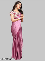 Sana silk Satin Silk Peach Saree With Blouse