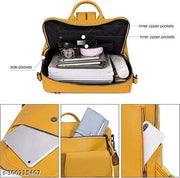 yellow Flap Leather Laptop Backpack Women Fashion Leather Designer Travel Ladies Shoulder Bag  (Black)