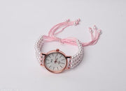 princess fancy Unique round dail adjustable pearl braclate watches for girls and women