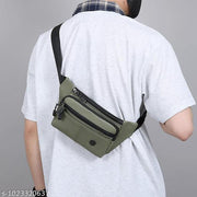 Men’s PU Leather Crossbody Sling Bag with Large Capacity, Adjustable Belt & Zipper Closure for Daily Use, Hiking & Outdoor Activities