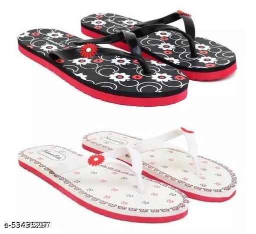 Slippers for women/women slippers ladies/ women slipper/slipper for women/ slipper/ slippers/chappa/Multicolor Printed Flip Flop For Women - Pack of 2
