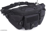 Outdoor Unisex Tactical Military Waist Pack Chest Bag 3 Pocket Holder Black | 37 x 18 x 11 cm | Black aas5