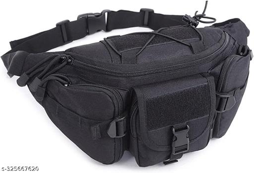 Outdoor Unisex Tactical Military Waist Pack Chest Bag 3 Pocket Holder Black | 37 x 18 x 11 cm | Black aas5