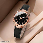 Starry Sky Numeral Dial Watch for Daily Life Stylish Women Watches Embossed Designer Round Dial Professional Leather Belt Watches for Women Watches for Girls Analog Watches for Ladies Watches Wrist Watches Leather Belt Watches for Women Pack of 1