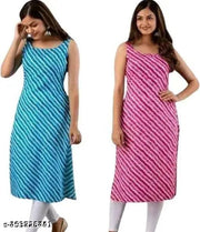 Polyster/Crepe fabric-COMBO OF 2 KURTIS