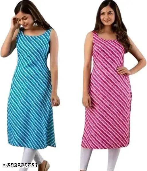 Polyster/Crepe fabric-COMBO OF 2 KURTIS