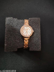 SJE Premium mini Analog watch for ladies stone design rose gold