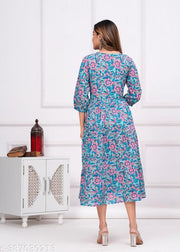 Woman Cotton Floral Printed Anarkali Kurta