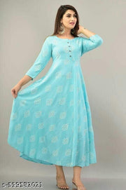 Aqua blue printed kurti
