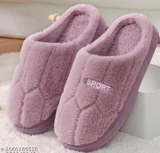 Women's Winter Fur Slippers || Soft Plush House Slippers || Warm Fluffy Indoor Slippers || Closed-Toe Bedroom Shoes || Padded Non-Slip Home Chappal || Carpet Slipper|| Fur Slippers for Women & Girls || Cozy Indoor Footwear || Ladies Winter Slippers