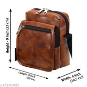 Zerus Unisex PU Leather Sling Bag Cross Body Travel Bag for Men & women