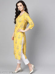 YELLOW PRINTED KURTI
