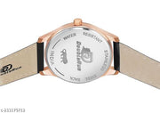 3D Glass Date Display Multi Colour Dial Leather Strap Analog Watch - For Men