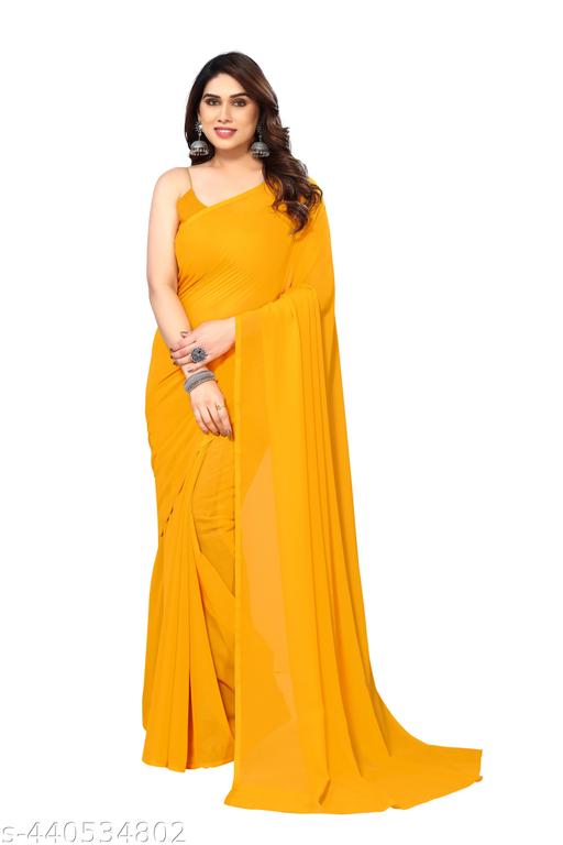 Festive wear Plain Solid  georgette saree with blouse piece