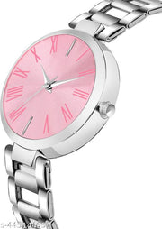 Pink Color Dial Stainless Steel Strap Slim Stylish Look
