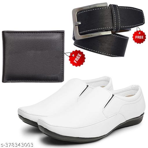 Relaxed Trendy Formal Shoes/Party Shoes/Shoes Combo With Free Wallet & Belt  For  Men And Boys