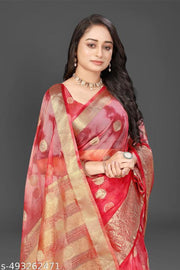 NEW FANCY ORGANZA SAREE  MULTY COLOUR SAREE
