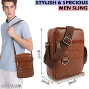 Leather Sling Cross Body Travel Bag for Men (Black)
