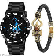 HC HARMI CREATIVE Mahadev watch with om bracelet mahadev dial watch for boys & men (combo )