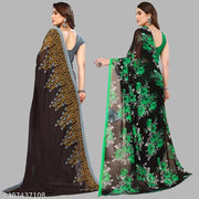 Combo of Printed, Daily Wear, Georgette Sarees with blouse piece(Pack of 2)