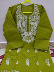 Chikankari cotton kurti for women
