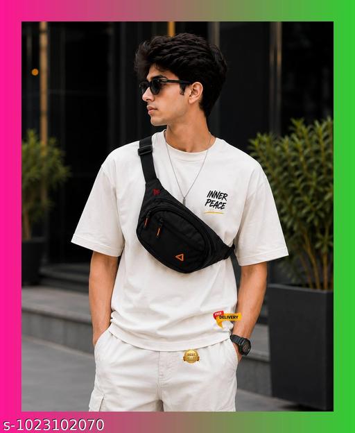 Premium Black Waist  Bag Fanny Pack Unisex Black Waist Bag With Adjustable Strap Multiple Zippers Waist Bag Fanny Pack Chest Bag Travel Bag Mobile pouch