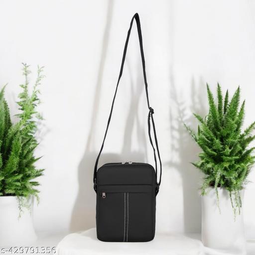 Zobex Trendy Nylon Black Sling Bag Cross Body Bag Travel Office Business Messenger one Side Shoulder Bag for Men and Women