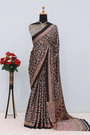 Ajrakh Printed Modal Satin Silk Saree