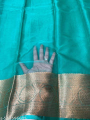 Beautiful Plane Organza Saree (Gala)