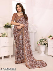 Women's Floral Printed Party Wear Trending Georgette Saree New Collection
