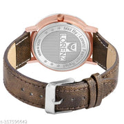 Lorenz Gift Combo Set of Texture Brown Analog Watch & Hi-Quality PU Wallet for Men | CM-3092WL-56