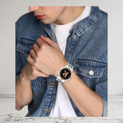 Welix Analog Round Black Dial ALPHABET R Design Stylish Silver Stainless Steel Strap Classic Design Fancy Wrist Watch for Men and Boys, Pack of 1 - ALPHA-R-AVO-SIL-STL