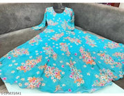 QVAZOR Stylish Fancy Trendy Printed Gown For Women For Party Wedding Festival Functions