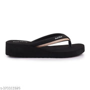 Foot-Flow_hit_item_Flip-Flop_FANCY AND STYLISH CASUAL WEAR DAILY USE PRINTED HAWAII CHAPPAL SLIPPER FLIP FLOP FOR WOMEN AND GIRLS PACK OF 1 DAILY WEAR AND WALKING SLIPPER FOR GIRLS AND WOMEN (BLK/GLD)