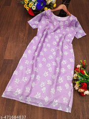 Women Elegant Floral Printed Kurti for Office Wear | Ladies Stylish Flower Print Straight Kurti for Women | Women Floral Design Printed Kurti for Everyday Wear