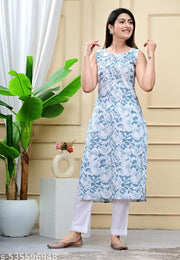 Women's Sleeveless Floral Print Kurti,Designer Kurti,Traditional Kurti,Festive Kurti,Summer Kurti,Floral Print Kurti,Women's Kurti,Ethnic Kurti,Printed Kurti,Casual Kurti,