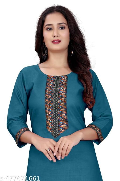 Fashionable Cotton Slub jacquard work Kurti For Women