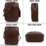Premium Brown Synthetic Leather Crossbody Side Bag for Men