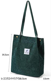 MOMISY Women Corduroy Tote Bag with Handle and Strap Belt Girls Shoulder Handbag Shopping Bag Travel for Daily Use Mother Work Beach and Grocery