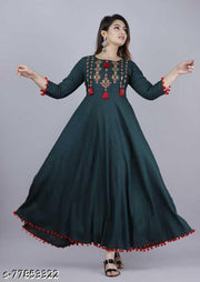 Women Rayon Embellished Flared Kurti