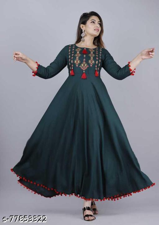 Women Rayon Embellished Flared Kurti