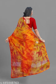ORGANZA MUTTY COLOUR SAREE  IN FANCY DISION