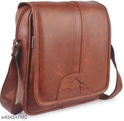 Vegan Leather Sling Bag Cross Body Travel Office Messenger One Side Shoulder Bag for Men, Women & Boys