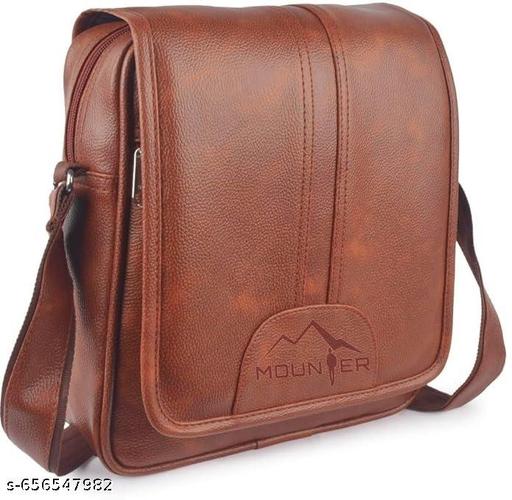 Vegan Leather Sling Bag Cross Body Travel Office Messenger One Side Shoulder Bag for Men, Women & Boys