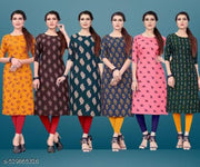 Women Printed Crepe Kurti (Combo Of 5)