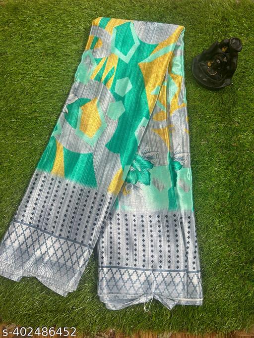 Crepe cotton printed saree with blouse