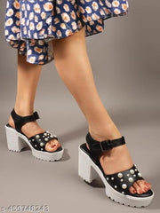 High Heel Stylish and High-heeled footwear adorned with artificial pearls Comfortable Sandals For Women's and Girl's|Stylish Heels Sandal for Womens
